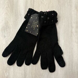 Victoria's Secret Black Knit Gloves black rhinestone
